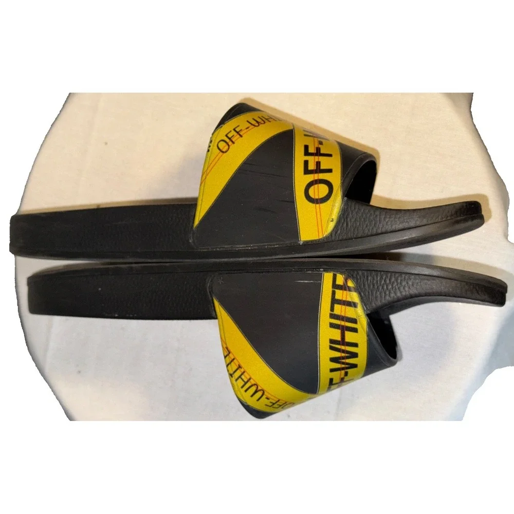 Off-White crisscross Industrial Leather Pool Slide sz 10 men 4.25